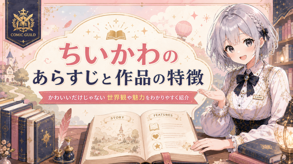 『ちいかわ』のあらすじと作品の特徴を紹介するH2画像。かわいいだけではない世界観や作品の魅力をわかりやすく案内している。