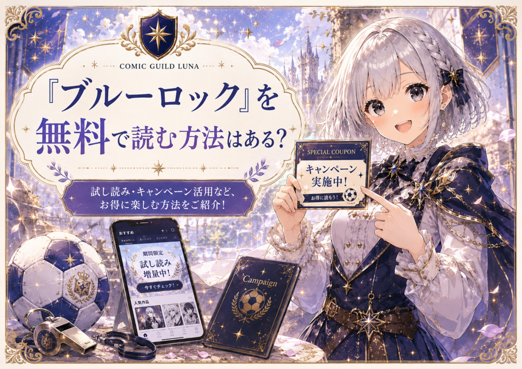 「ブルーロック」を無料で読む方法や試し読みキャンペーンを紹介する画像