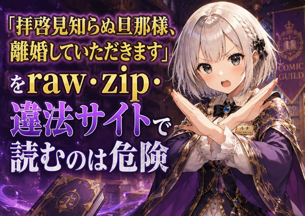 「拝啓見知らぬ旦那様、離婚していただきます」をraw・zip・違法サイトで読む危険性を注意喚起するルナのH2画像