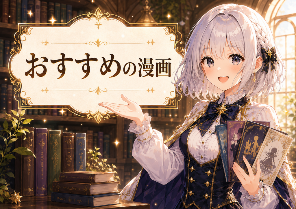 受付嬢ルナが『公爵令嬢は我が道を場当たり的に行く』が好きな人におすすめの漫画を紹介している画像