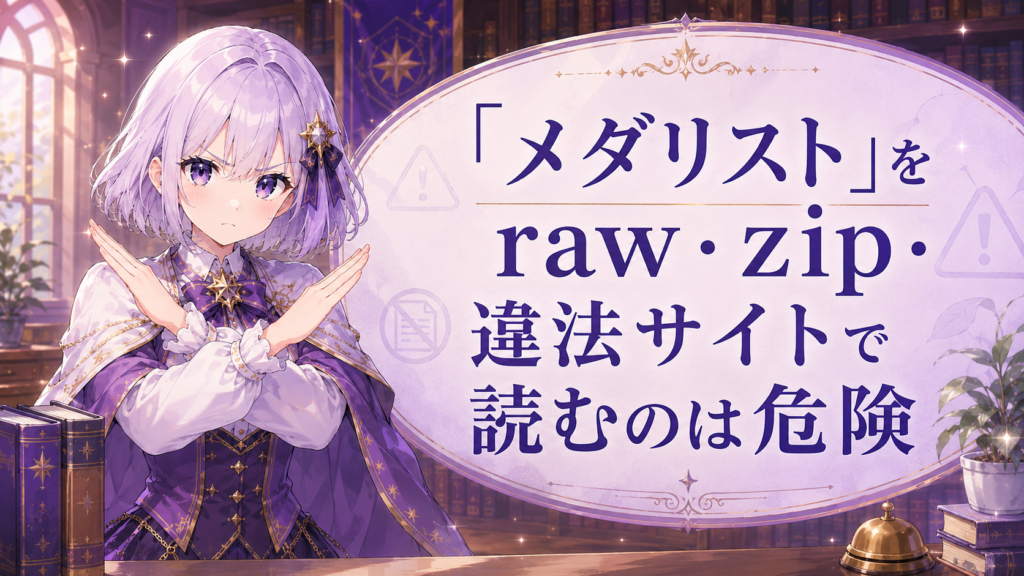 メダリストをraw・zip・違法サイトで読む危険性を注意喚起する受付嬢ルナのH2画像