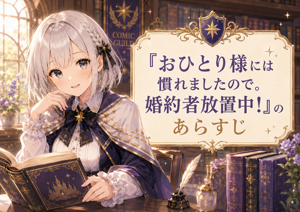 ルナが本を読みながら「おひとり様には慣れましたので。婚約者放置中！」のあらすじを紹介している画像