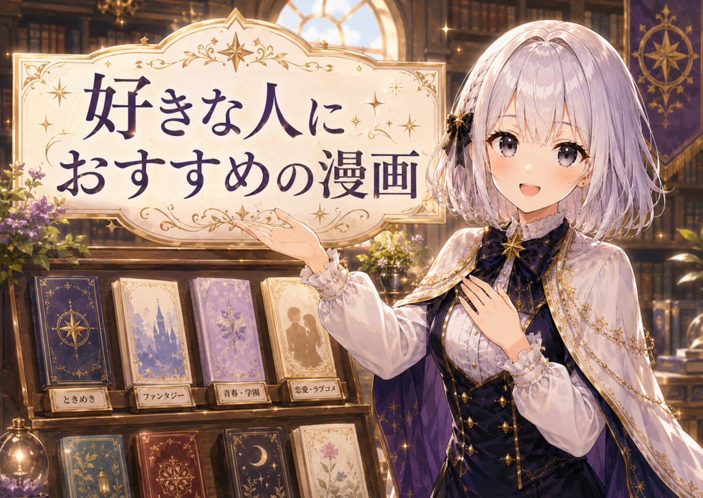 受付嬢ルナが『狼皇子と嘘つきな結婚』が好きな人におすすめの漫画を紹介している画像