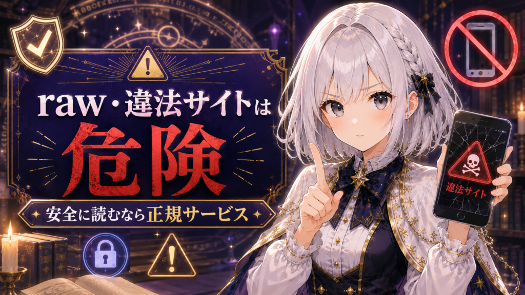ルナが『歴史に残る悪女になるぞ』をrawや違法サイトで読む危険性を注意喚起している画像