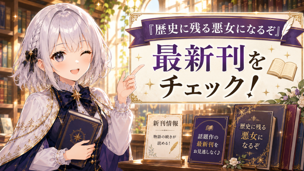 ルナが『歴史に残る悪女になるぞ』の最新刊情報を紹介している画像