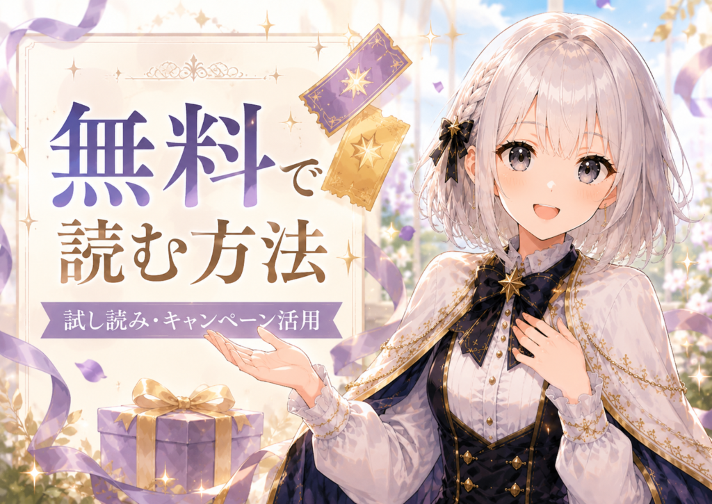 受付嬢ルナが『死に戻りの魔法学校生活を、元恋人とプロローグから』を無料で読む方法やキャンペーン活用を紹介している画像