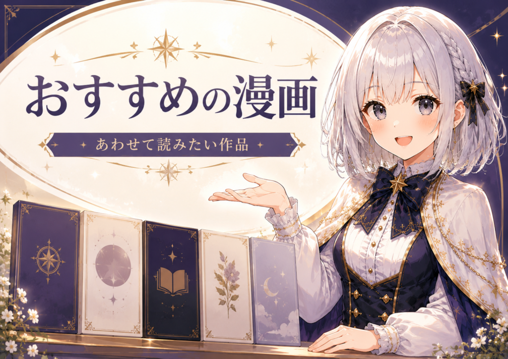 受付嬢ルナが『死に戻りの魔法学校生活を、元恋人とプロローグから』が好きな人におすすめの漫画を紹介している画像