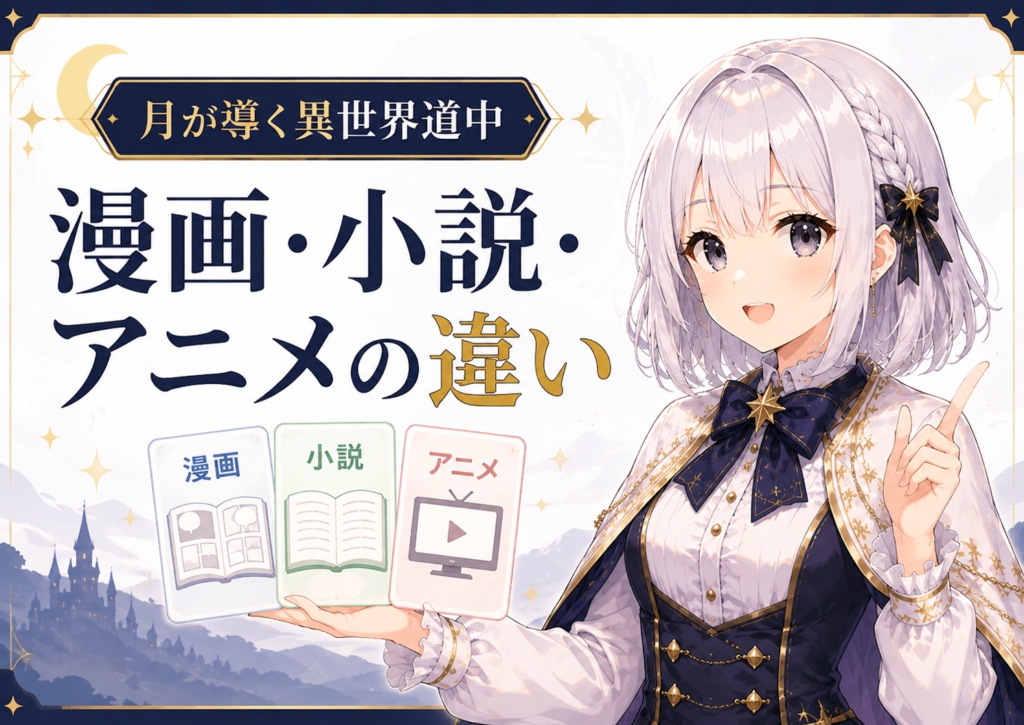 月が導く異世界道中の漫画版・原作小説・アニメの違いを紹介するルナ