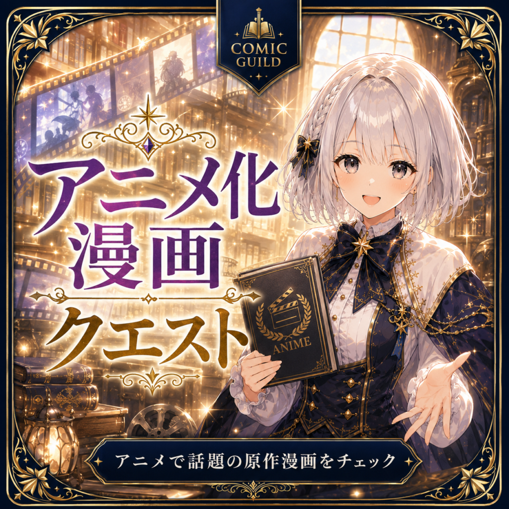 アニメ化された原作漫画を紹介するコミックギルドのクエストカード画像