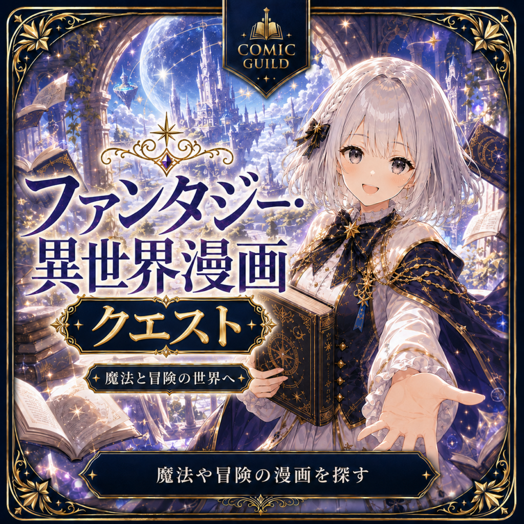 魔法や冒険の世界を楽しめるファンタジー・異世界漫画を紹介するクエストカード画像