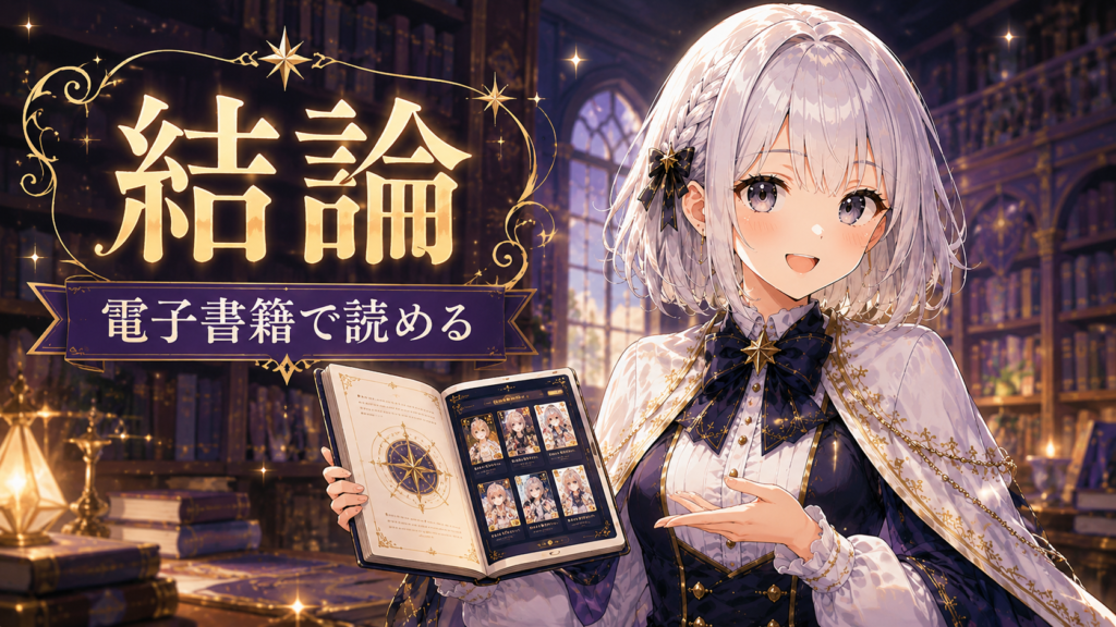 受付嬢ルナが『天は赤い河のほとり』は電子書籍で読めると案内しているH2画像