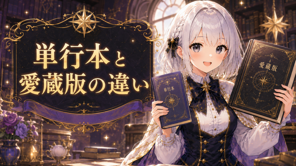 受付嬢ルナが『天は赤い河のほとり』の単行本と愛蔵版の違いを紹介しているH2画像