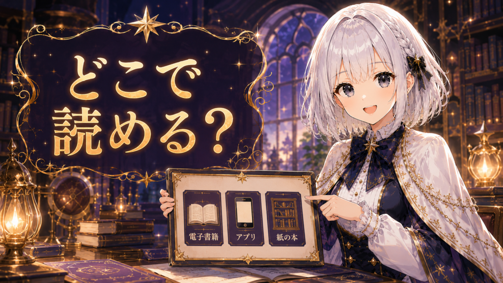 受付嬢ルナが『天は赤い河のほとり』を読める電子書籍やアプリを案内しているH2画像